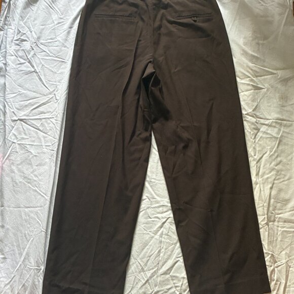 Tailored Men's Dark Brown Pleated Pants (34/31) - Picture 2 of 7